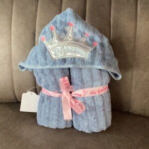 Handmade and embroidered, large (53” by 23”) princess hooded towel.